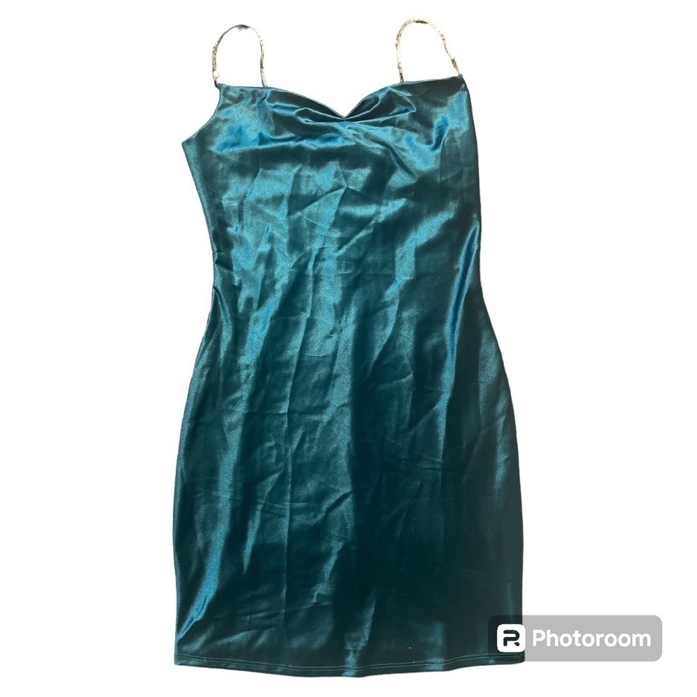 Crystal Sky emerald Green Silk Mini Dress